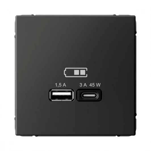 GAL001429 Розетка с быстрой зарядкой USB Type A+С 45Вт (базальт) Systeme Electric GAL001429