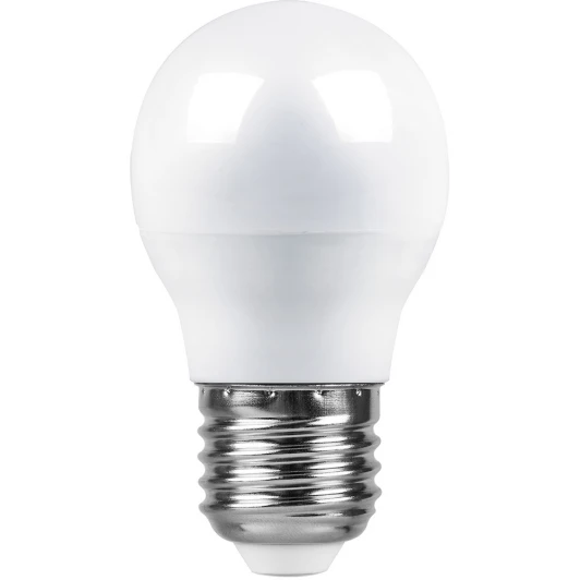 25804 Лампочка светодиодная шар белая колба E27 9 Вт 2700K теплое белое свечение Feron 25804
