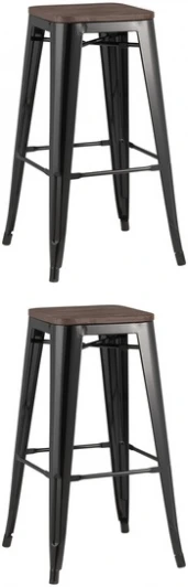 УТ000038365 Стул барный TOLIX WOOD черный глянцевый 2 шт Stool Group (арт.УТ000038365)