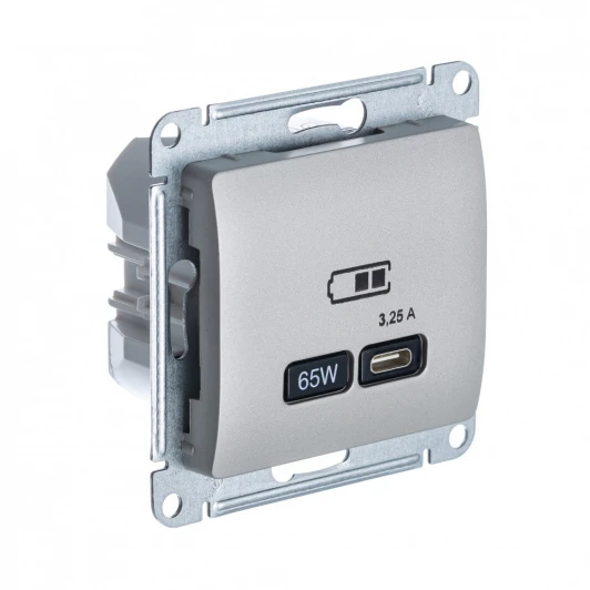 GSL001227 Розетка с быстрой зарядкой USB Type-C 65Вт (платина) Systeme Electric Glossa GSL001227