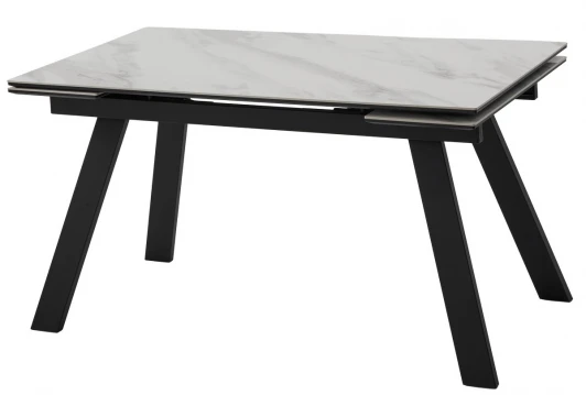 480M06052 Стол МОРИС-2 140 цвет БЕЛЫЙ МРАМОР АКТИВНЫЙ, керамика / Черный каркас M-City 64593