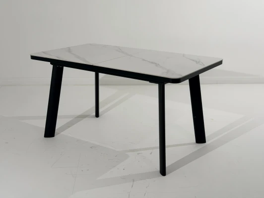 480M06199 Стол НОРД 140 цвет Белый мрамор MATTE, керамика / Черный каркас M-City 64763