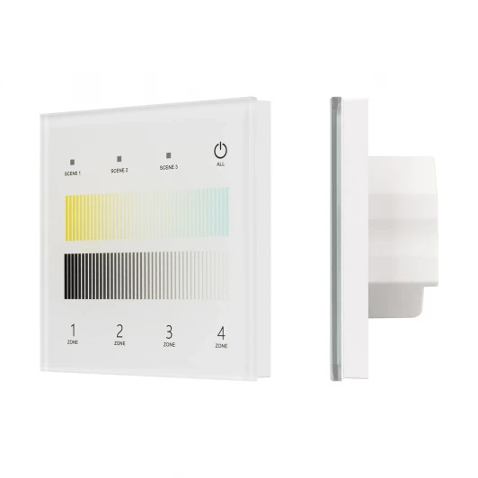 060791 Сенсорная панель INTELLIGENT ARLIGHT SMART-DALI-301-11-4G-3SC-DT8 Белая (230V, встраиваемая, 2.4G) (IARL, IP20 Пластик) 060791