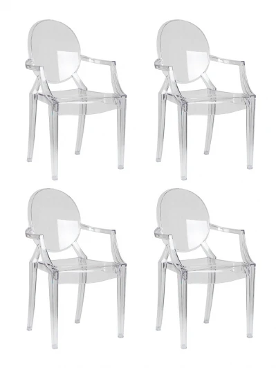 LMZL-РС801-N_P-clean Набор 4 шт Стул обеденный DOBRIN LOUIS GHOST (цвет прозрачный) LMZL-РС801-N_P-clean