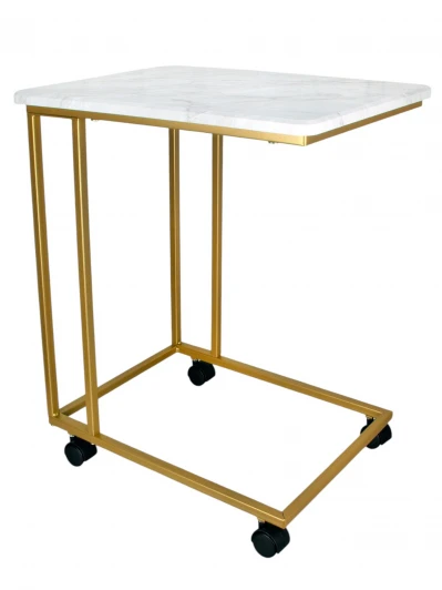 009775 Стол приставной МеталлАрт М007 белый мрамор/золото Mebelik 009775