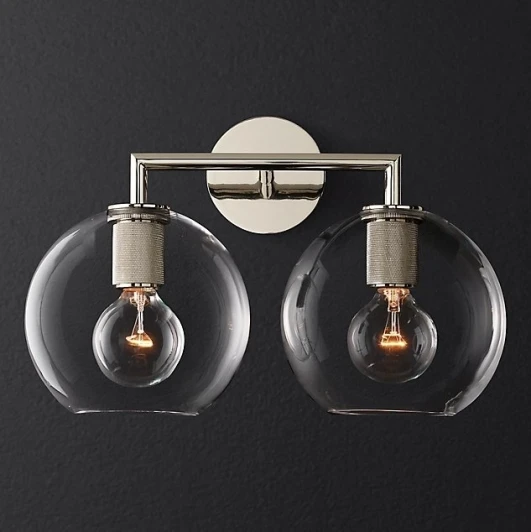 44.541 Бра Rh Utilitaire Globe Shade Double Sconce Silver ImperiumLoft 44,541 (123274-22)