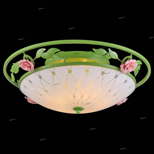 11547/5С Люстра потолочная Natali Kovaltseva Rose, 5 ламп, зеленый с розовым, белый с прозрачным