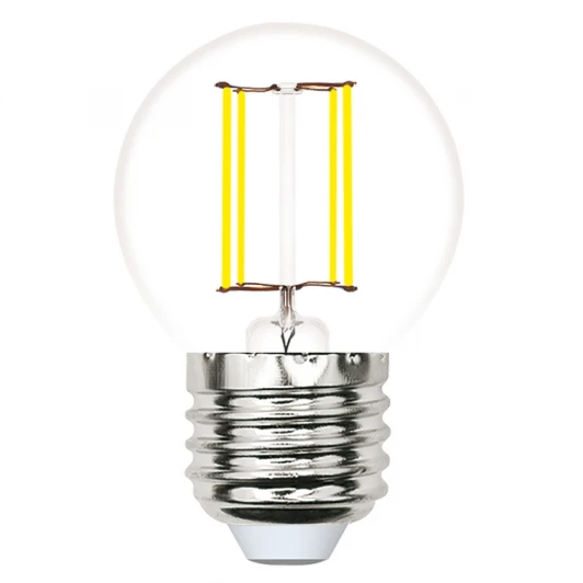 LED-G45-5,5W/3000K/E27/CL/SLF Лампа светодиодная, форма "шар", прозрачная, теплый белый свет 3000K Volpe Optima Филамент LED-G45-5,5W/3000K/E27/CL/SLF