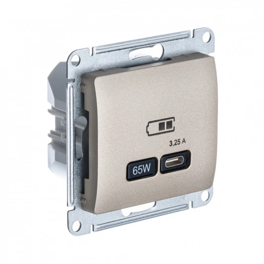 GSL000427 Розетка с быстрой зарядкой USB Type-C 65Вт (титан) Systeme Electric Glossa GSL000427