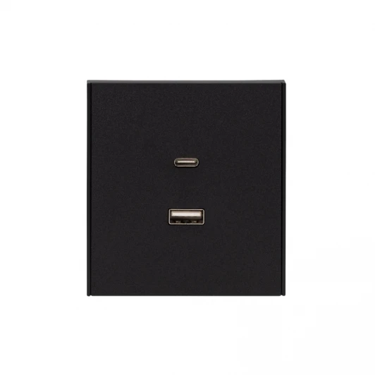KR-78-0734-5 Розетка USB-A+Type-C 3А с функцией быстрой зарядки антрацит Kranz Strong KR-78-0734-5