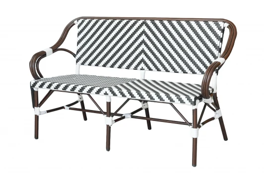 ZF2186C Black "Кабри" диван двухместный из искусственного ротанга, цвет черно-белый 4SIS ZF2186C Black