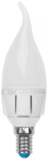 LED-CW37-6W/NW/E14/FR/DIM ALP01WH пластик Лампочка светодиодная Uniel LED-CW37-6W/NW/E14/FR/DIM ALP01WH пластик