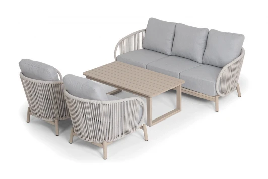 DF25102-SET2 "Прато" лаунж-зона 5-местная плетеная из роупа, цвет светло-серый 4SIS УТ-00013499