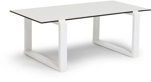 WHITE-110-60 H43-Al-VAR(Ral9016) MUA-4sis "Варадеро" журнальный стол из HPL 110х60 H43, каркас алюминий белый муар, цвет столешницы "молочный" 4SIS арт.УТ-00009876