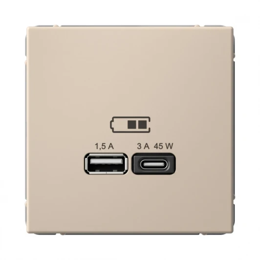 GAL001229 Розетка с быстрой зарядкой USB Type A+С 45Вт (песочный) Systeme Electric GAL001229