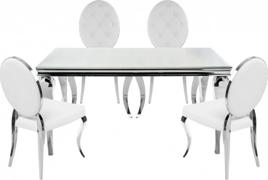 599474 Обеденная группа Woodville Элиа white (Стекло, Экокожа) арт.599474