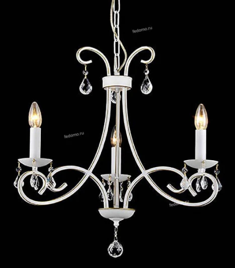10852A/3C Люстра подвесная хрустальная Natali Kovaltseva, 3 лампы, белый с золотом, прозрачный
