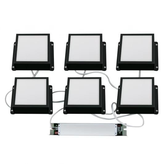 ULP-1010-42W/4000K IP54 GRILYATO OPAL BLACK KIT06 Светильники светодиодные потолочные встраиваемые, комплект из 6 штук. 4000K для ячеек 100x100мм в комплекте с и/п Uniel Grilyato Opal ULP-1010-42W/4000K IP54 GRILYATO OPAL BLACK KIT06