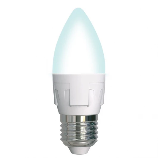 LED-C37 7W/4000K/E27/FR/DIM PLP01WH картон Лампочка светодиодная свеча белая E27 7W 4000K Uniel LED-C37 7W/4000K/E27/FR/DIM PLP01WH