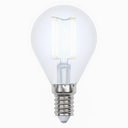 LED-G45-6W/NW/E14/CL GLA01TR картон Лампочка светодиодная груша прозрачная E14 6W 4000K Uniel LED-G45-6W/NW/E14/CL GLA01TR