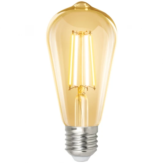 LED-ST64-7W/SW/E27/230V/WF GLS82GO Умная лампа светодиодная Wi-Fi Bluetooth, диммируемая. Форма "конус", золотистая, 2700-6500K. Голосовое управление приложение UnielSmart Uniel LED-ST64-7W/SW/E27/230V/WF GLS82GO
