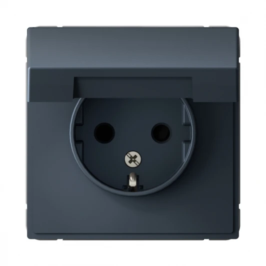 GAL000746 Розетка с заземлением, шторками и крышкой (грифель) Systeme Electric GAL000746
