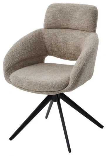 626M06098 Стул АРНЭ (ARNE) 360 град, цвет БЕЖЕВЫЙ EYELASH -120, фактурный шенилл / ЧЕРНЫЙ каркас, ®DISAUR M-City 64832