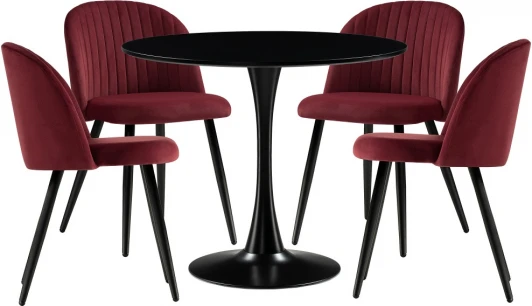 528367 Стол кухонный Woodville Аринай wine red / black