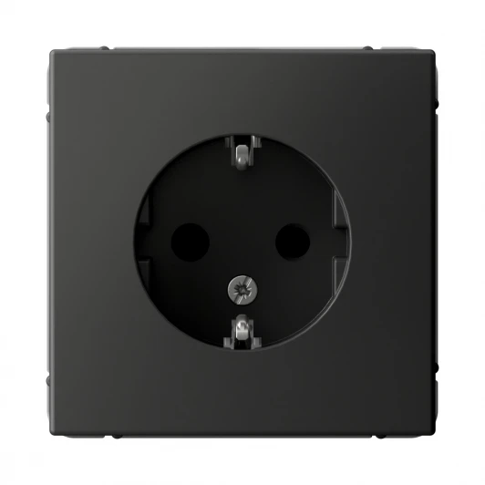 GAL001445 Розетка с заземлением и шторками (базальт) Systeme Electric GAL001445