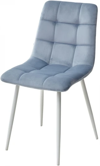 UDC7094G10856WHT Обеденный стул M-City CHILLI G108-56 пудровый синий/ белый каркас, велюр