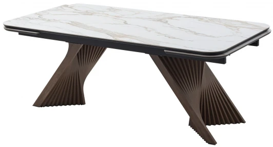 480M06203 Стол МАНХЭТТЕН 200 цвет СВЕТЛЫЙ БЕЖ ( DRAC COLD XLIM), керамика / Орех Карни натуральный M-City 64767