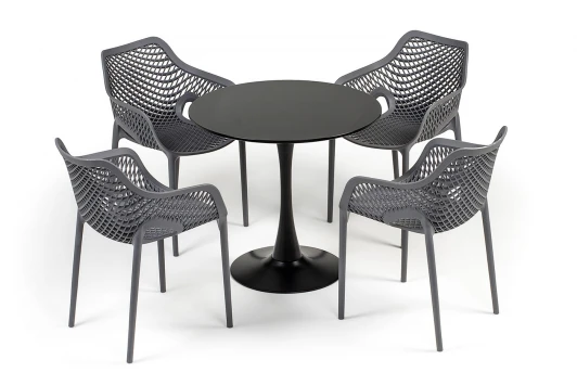 ВC2T-3-SET "Беллини" обеденная группа на 4 персоны, цвет темно-серый 4SIS ВC2T-3-SET