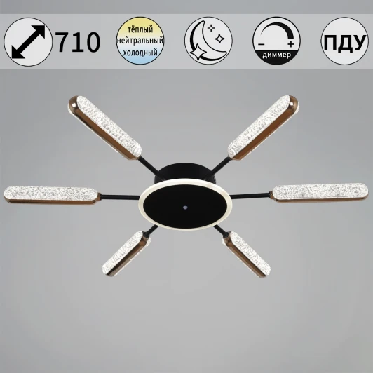 08290-0.3-06 BK+GD Потолочная люстра светодиодная с пультом с регулировкой цветовой температуры и яркости Reluce 08290-0.3-06 BK+GD