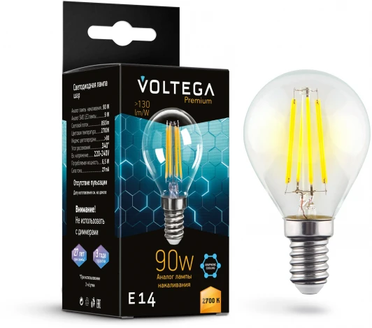 7221 Светодиодная лампа 9W 2700K E14 Voltega Globe E14 9W Graphene 7221