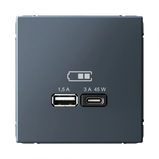 GAL000729 Розетка с быстрой зарядкой USB Type A+С 45Вт (грифель) Systeme Electric GAL000729