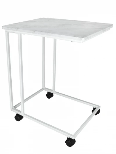 009776 Стол приставной МеталлАрт М007 белый мрамор/белый Mebelik 009776