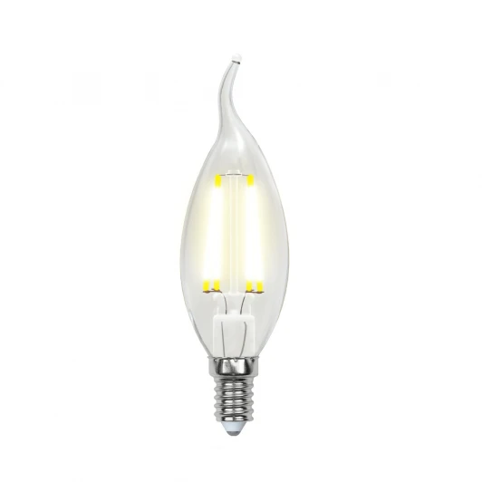 LED-CW35-6W/WW/E14/CL PLS02WH картон Лампочка светодиодная свеча на ветру прозрачная E14 6W 3000K Uniel LED-CW35-6W/WW/E14/CL PLS02WH