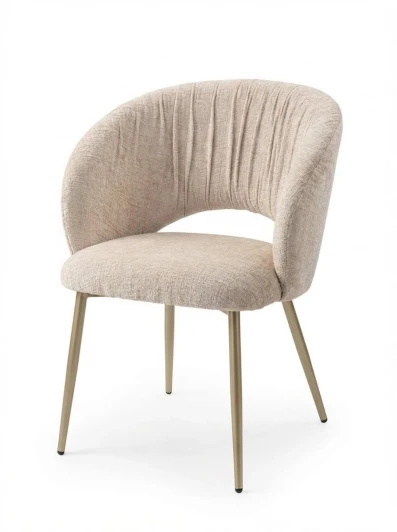 614M06142 Стул МИДА (MIDA), цвет МОЛОЧНЫЙ SOLO-111, ткань / ШАМПАНЬ каркас, ®DISAUR M-City 64854