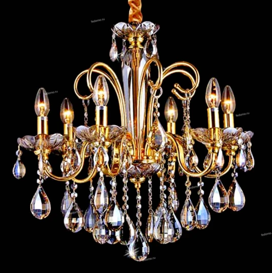 10655/6C Люстра подвесная хрустальная Natali Kovaltseva, 12 ламп, золото с прозрачным, коньячный