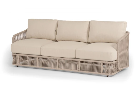 ALB-S-3-001 RAL7035 Mua beige(beige100) "Альбано" диван 3-местный плетеный из роупа, каркас алюминий светло-серый (RAL7035) муар, роуп бежевый круглый, ткань Mossle светло-бежевая 4SIS УТ-00011828