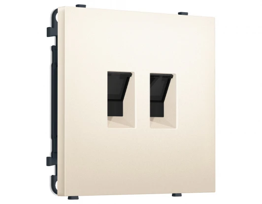 MS252110 Комплект механизма розетки Ethernet RJ-45 двойной с защитной шторкой (Жемчужно-кремовый) Ambrella Volt QUANT PRO MS252110