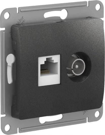 GSL000789 Розетка двойная TV+Ethernet RJ-45 (антрацит) Systeme Electric GSL000789