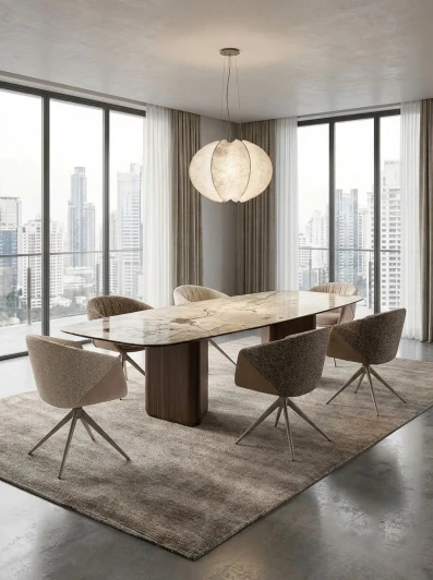 626М06124 Стол ТЕРРА (TERRA) 240 (360) БЕЖЕВЫЙ МРАМОР TL-331, испанская керамика / Орех, ®DISAUR M-City 64816