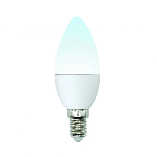 LED-C37-6W/NW/E14/FR/MB PLM11WH картон Лампочка светодиодная свеча белая E14 6W 4000K Uniel LED-C37-6W/NW/E14/FR/MB PLM11WH