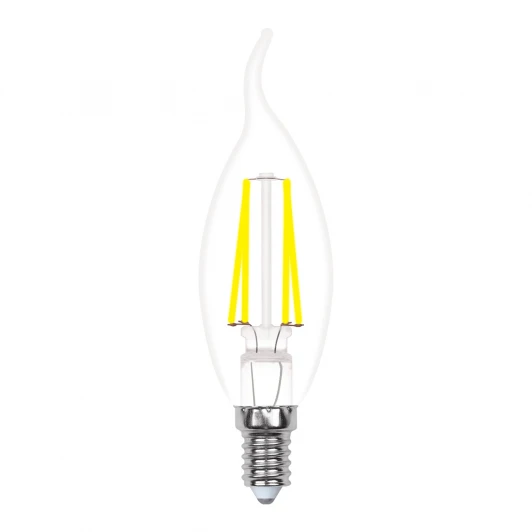LED-CW35-5W/WW/E14/CL/MB GLM10TR картон Лампочка светодиодная свеча на ветру прозрачная E14 5W 3000K Uniel LED-CW35-5W/WW/E14/CL/MB GLM10TR
