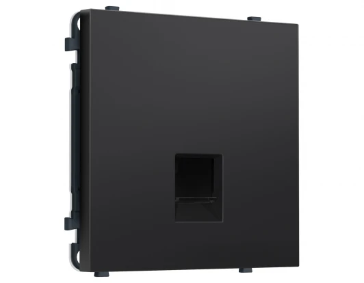 MS812010 Комплект механизма розетки Ethernet RJ-45 с защитной шторкой (Черный матовый) Ambrella Volt QUANT PRO MS812010