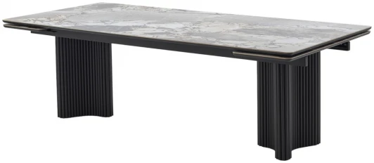 480M05950 Стол АДАЖИО 240 (320) см цвет МИНЕРАЛ (MINERAL STONE NATURAL), керамика / Черный каркас M-City 64410