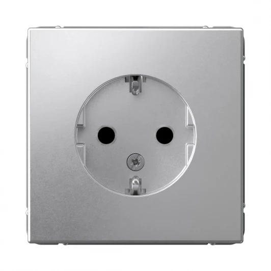 GAL000345 Розетка с заземлением и шторками (алюминий) Systeme Electric GAL000345