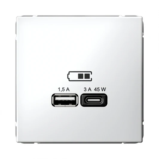 GAL000129 Розетка с быстрой зарядкой USB Type A+С 45Вт (белый) Systeme Electric GAL000129