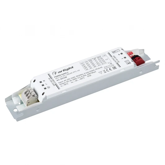 047428 Блок питания ARJ-LG-40-LINEAR-PFC-HV (40W, 40-200V, 0.2-0.35A) (Arlight, IP20 Металл) 047428